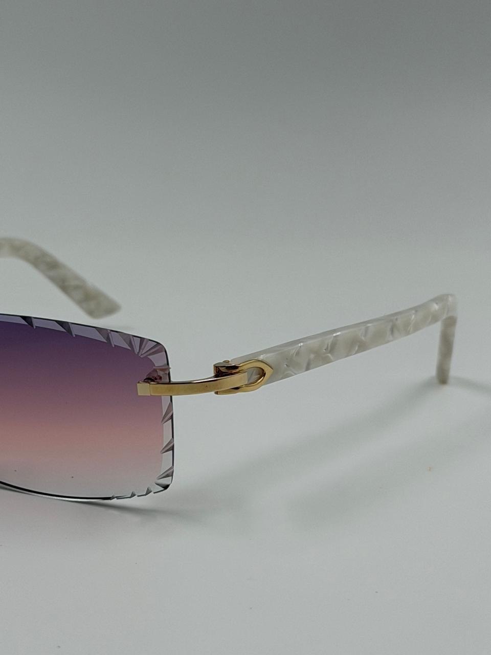 Lavender-tinted rimless sunglasses
