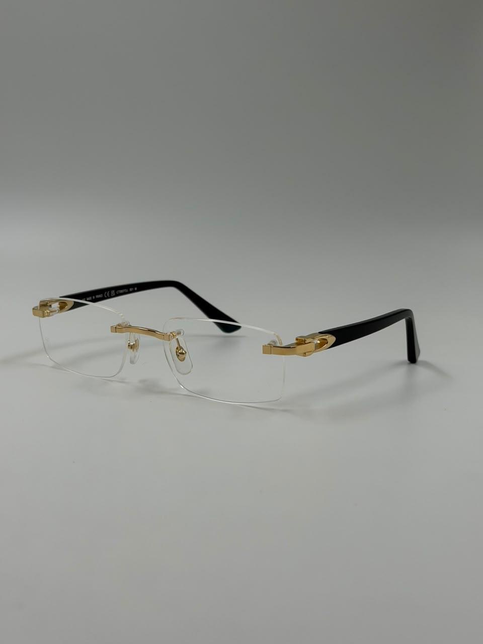 Slender sunglasses photographed from the side