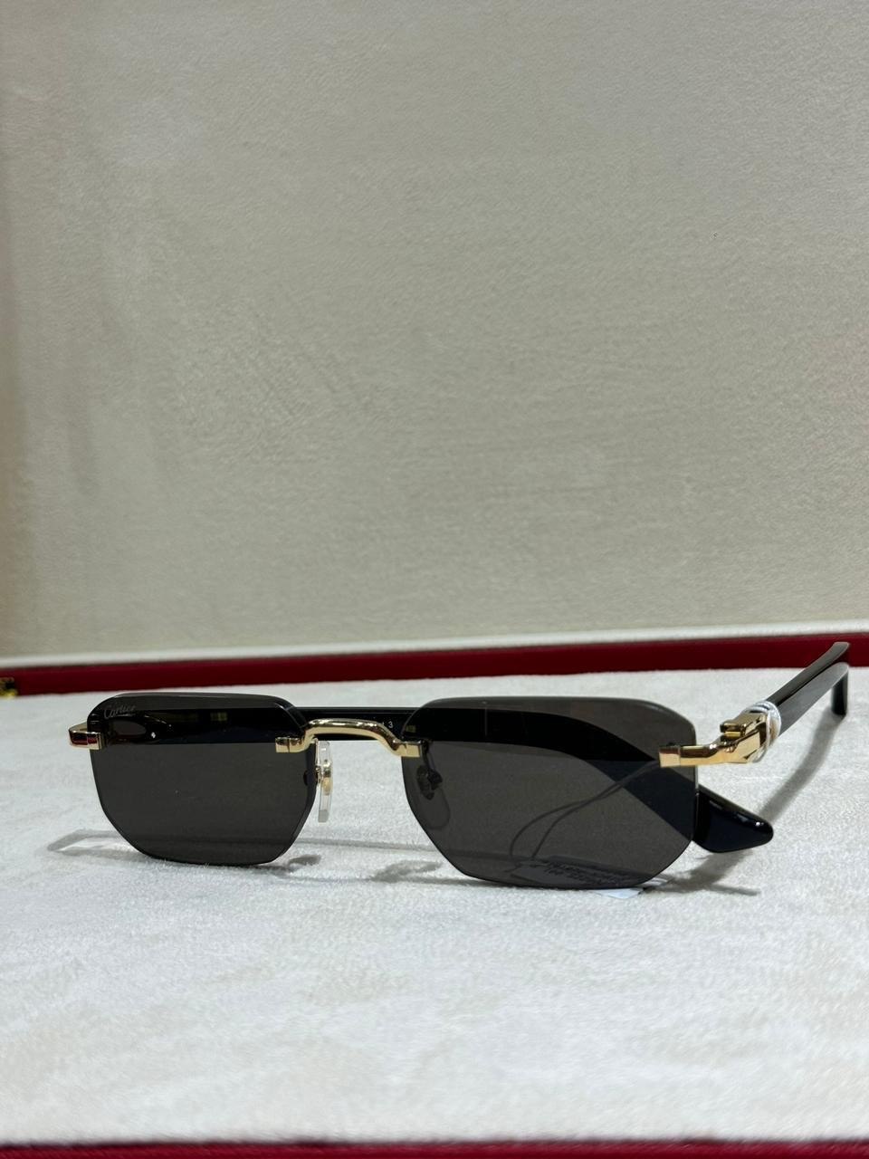 Black sunglasses with gold accents