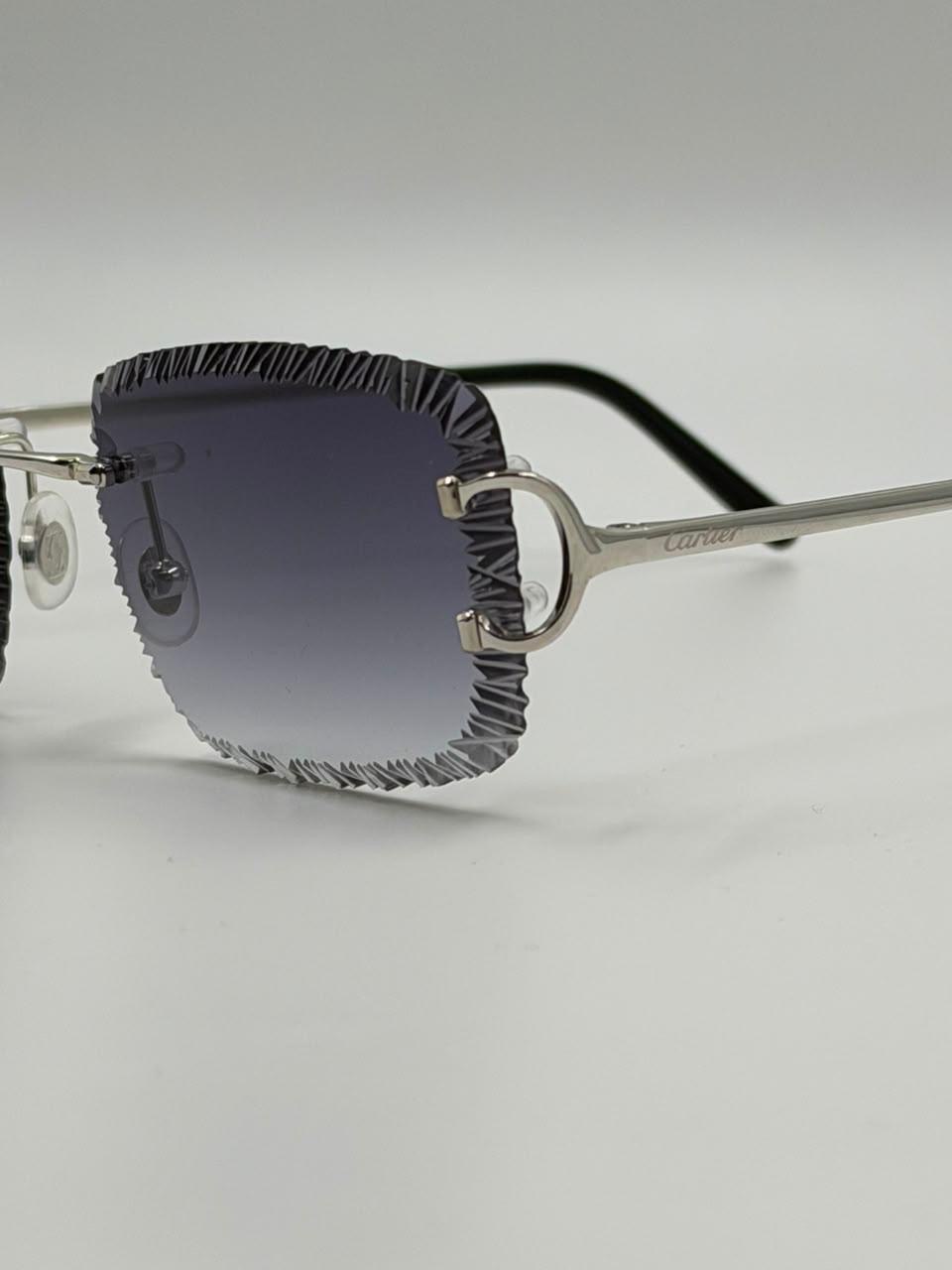 Close-up of square gradient-lens sunglasses