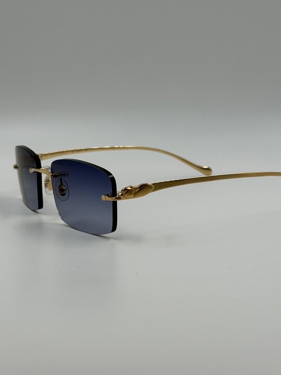 Gold-rimmed sunglasses with dark lenses