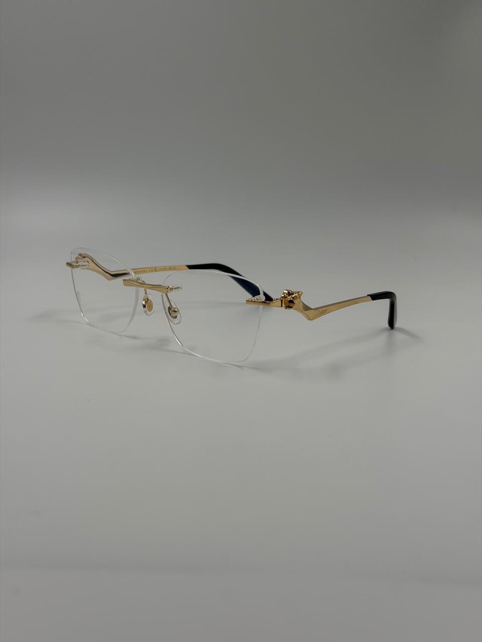 Delicate metal eyewear with clear lenses