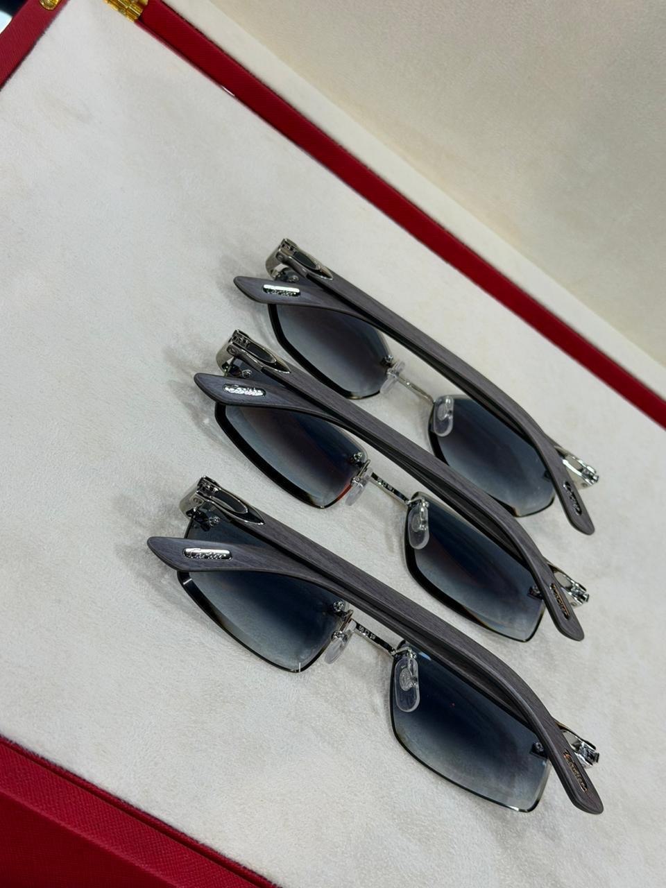 Dark eyewear from a side angle