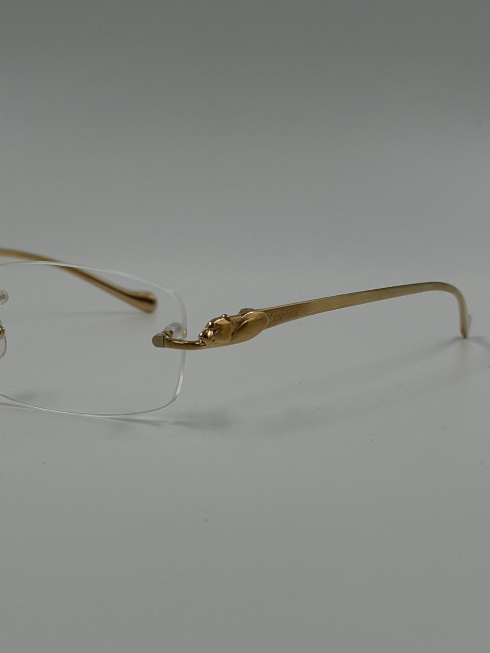 Fine metal glasses with a sculpted temple