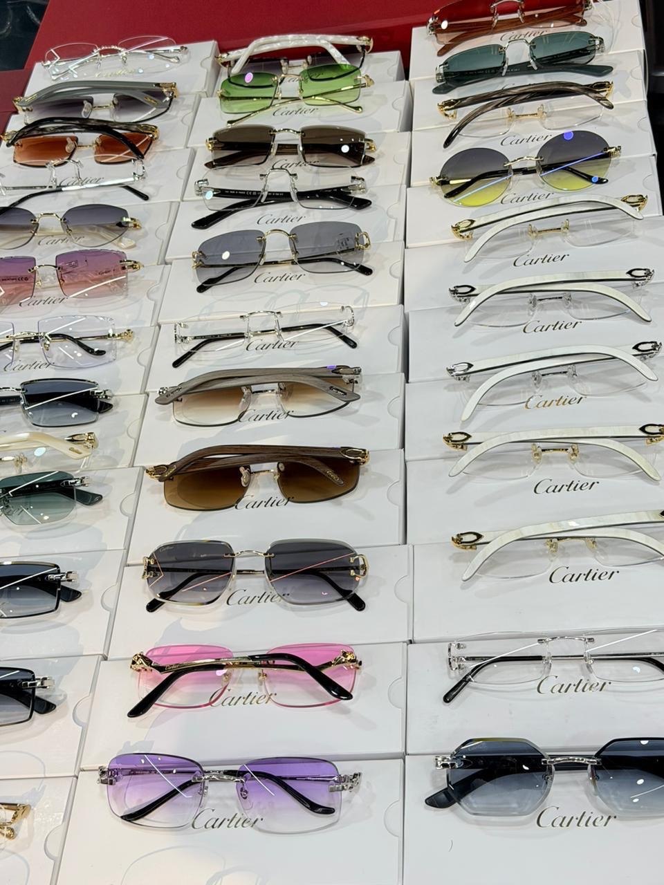 A display of multiple eyeglass frames