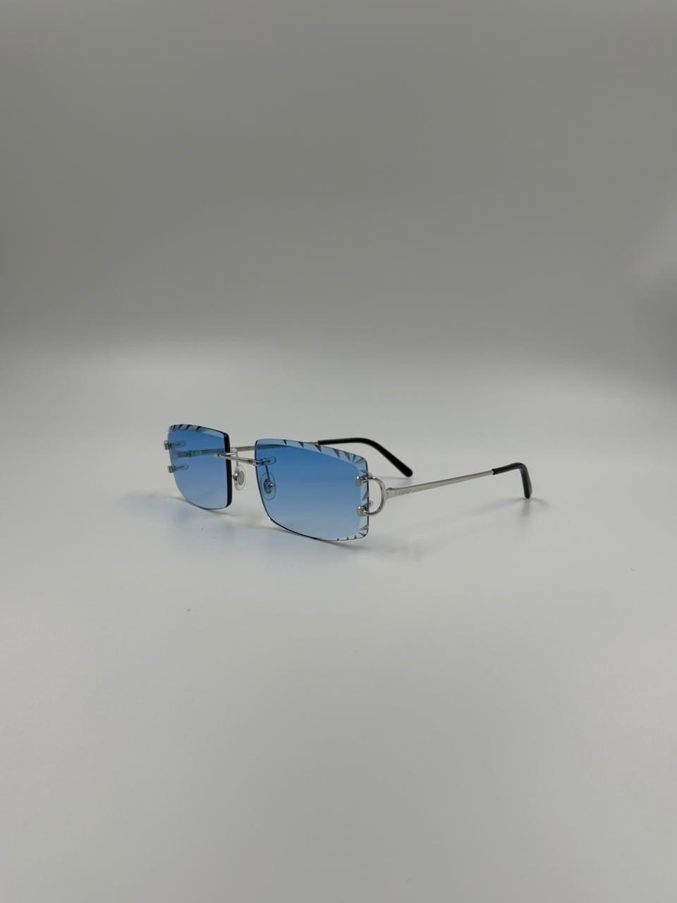 Pale blue-lensed sunglasses