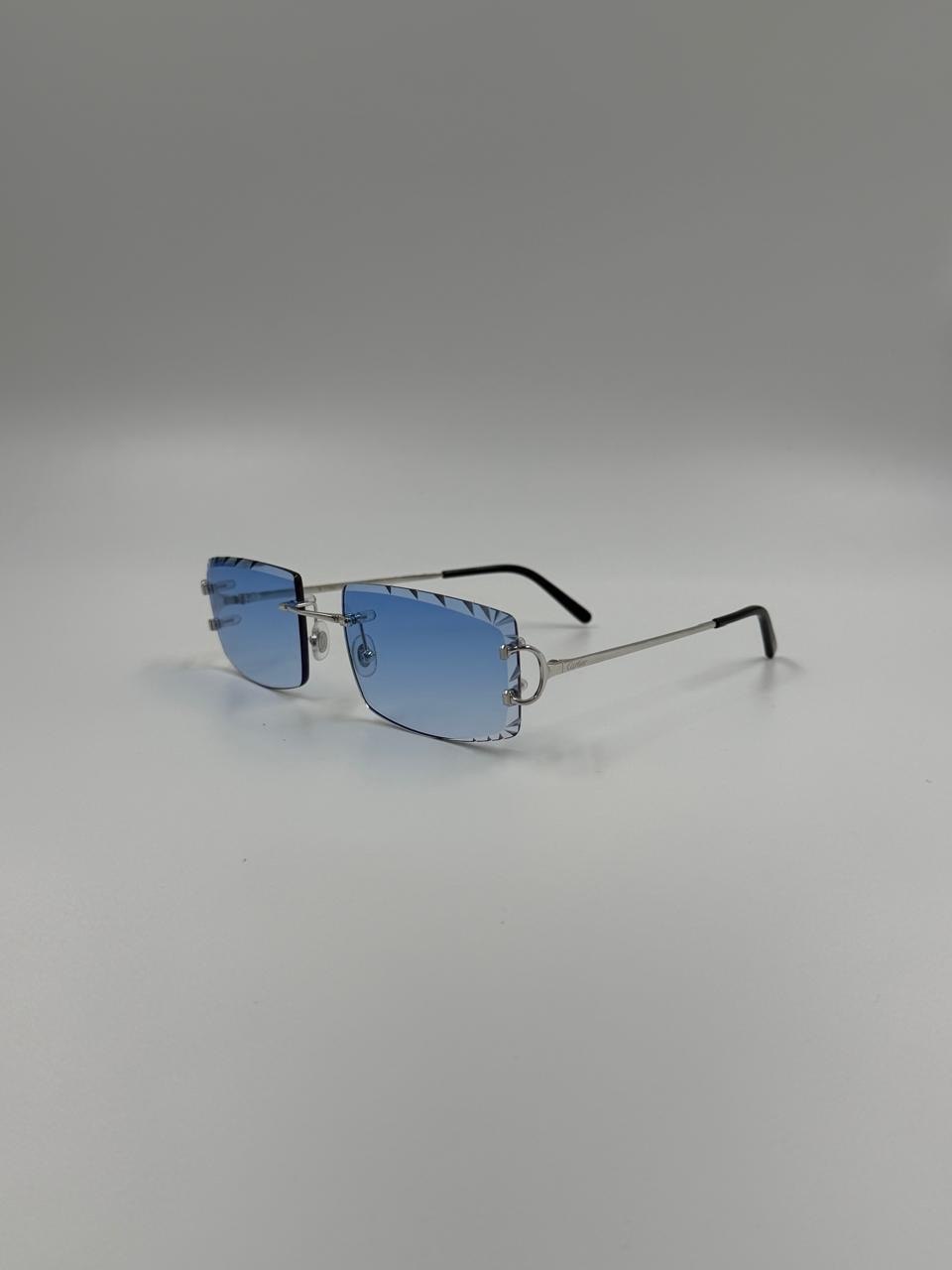 Blue-tinted metal sunglasses