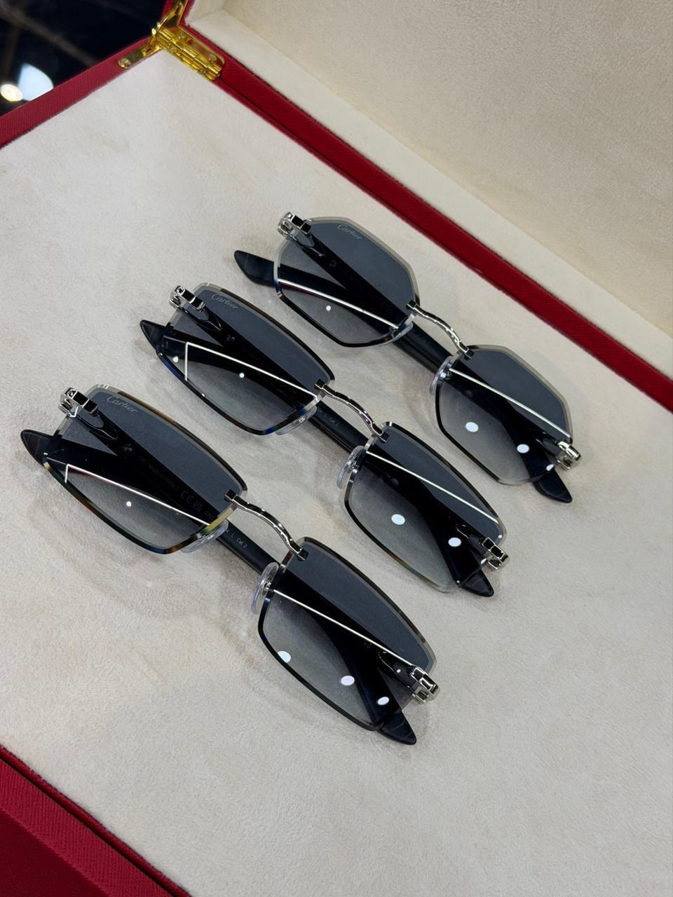 Black sunglasses photographed from above